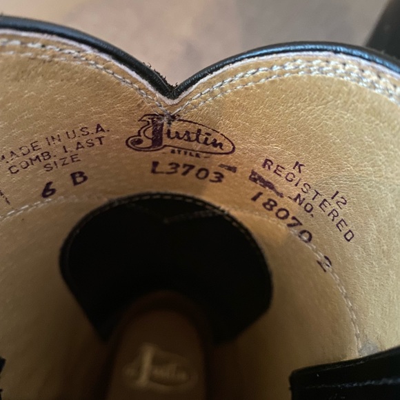 Justin- Cora Ladies Roper Boot Black Size 6 - Picture 8 of 12